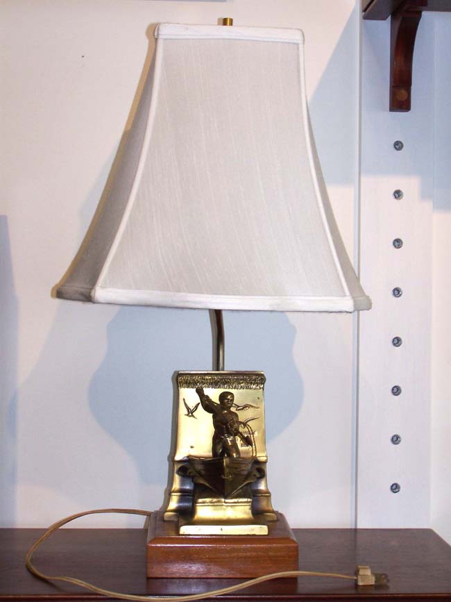 A New Bedford Whaling Monument Bookend circa 1950 now forming the base of a lamp — image 3